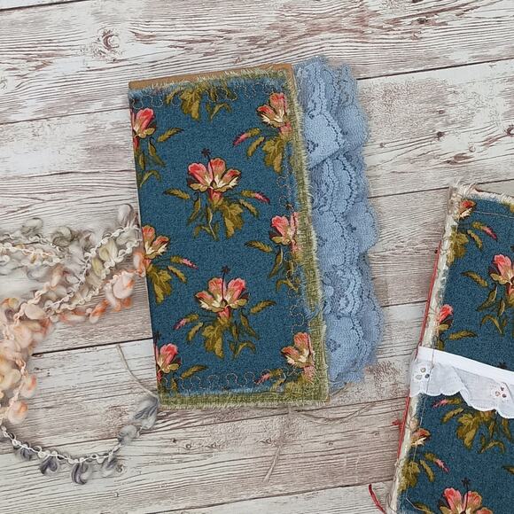 Small Red Floral Junk Journal, Handmade Recycled Journal, Chunky Junk Journal - Picture 6 of 16